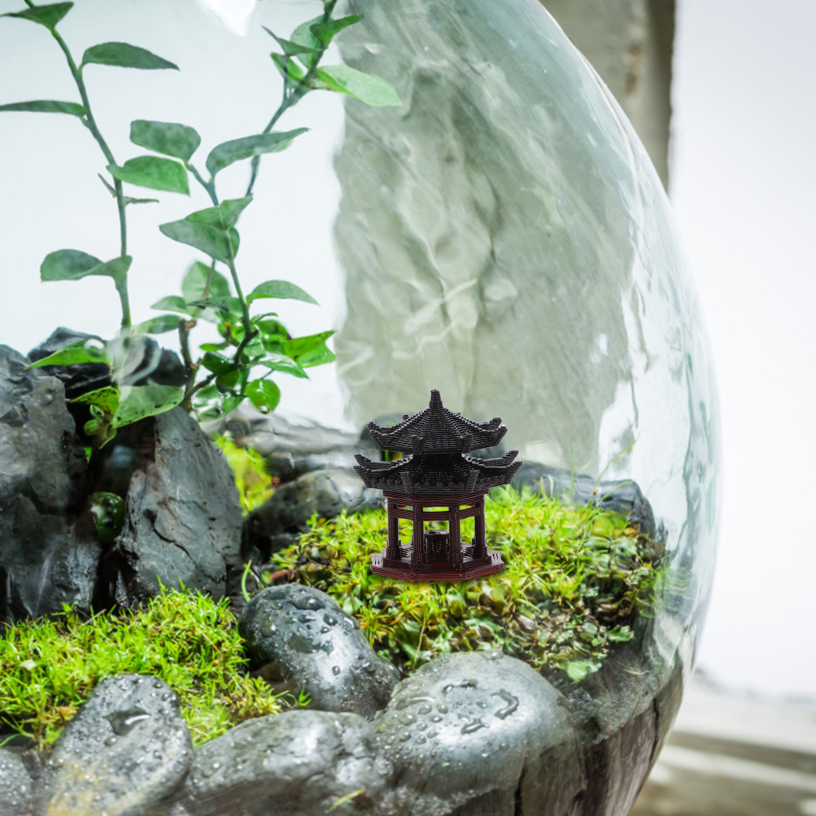 Mini Plastic Pavilion Statue O - огляд і ціна Bonsai Garden Landscape Design